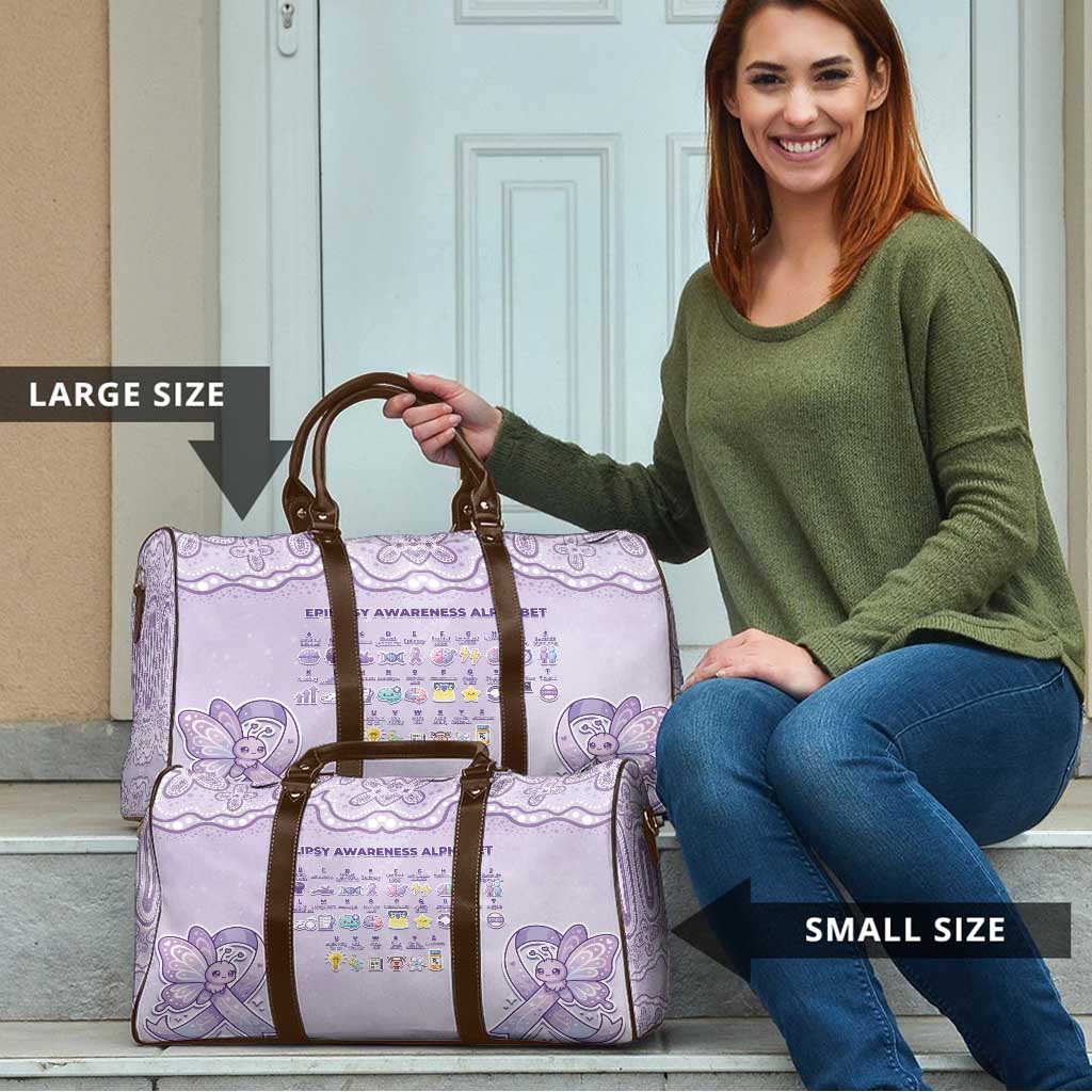 Epilepsy Awareness Alphabet Travel Bag Purple Ribbon Butterfly Cute Style