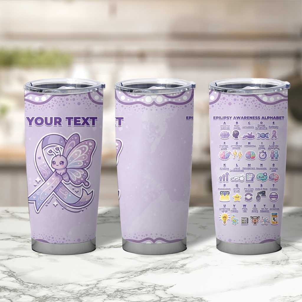 Personalised Epilepsy Awareness Alphabet Tumbler Cup Purple Ribbon Butterfly Cute Style