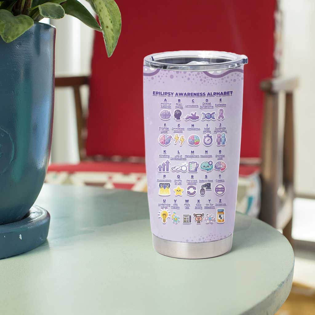 Personalised Epilepsy Awareness Alphabet Tumbler Cup Purple Ribbon Butterfly Cute Style