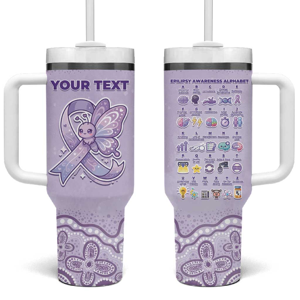 Personalised Epilepsy Awareness Alphabet Tumbler With Handle Purple Ribbon Butterfly Cute Style