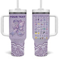 Personalised Epilepsy Awareness Alphabet Tumbler With Handle Purple Ribbon Butterfly Cute Style