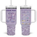 Personalised Epilepsy Awareness Alphabet Tumbler With Handle Purple Ribbon Butterfly Cute Style