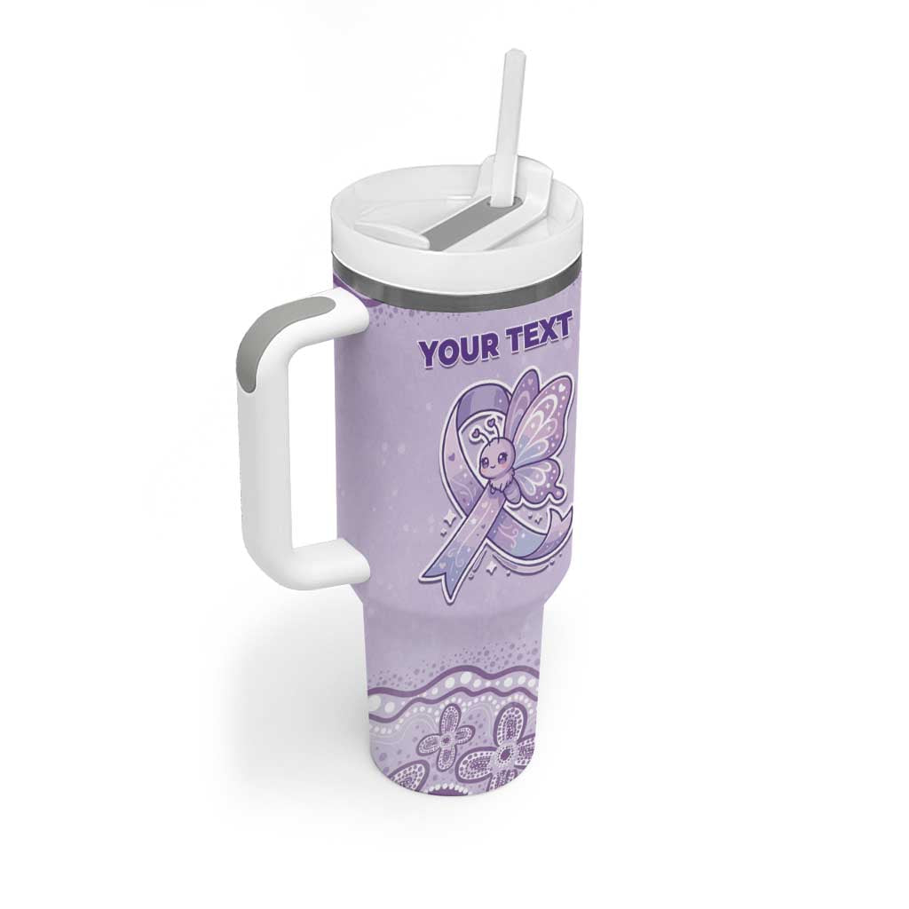 Personalised Epilepsy Awareness Alphabet Tumbler With Handle Purple Ribbon Butterfly Cute Style