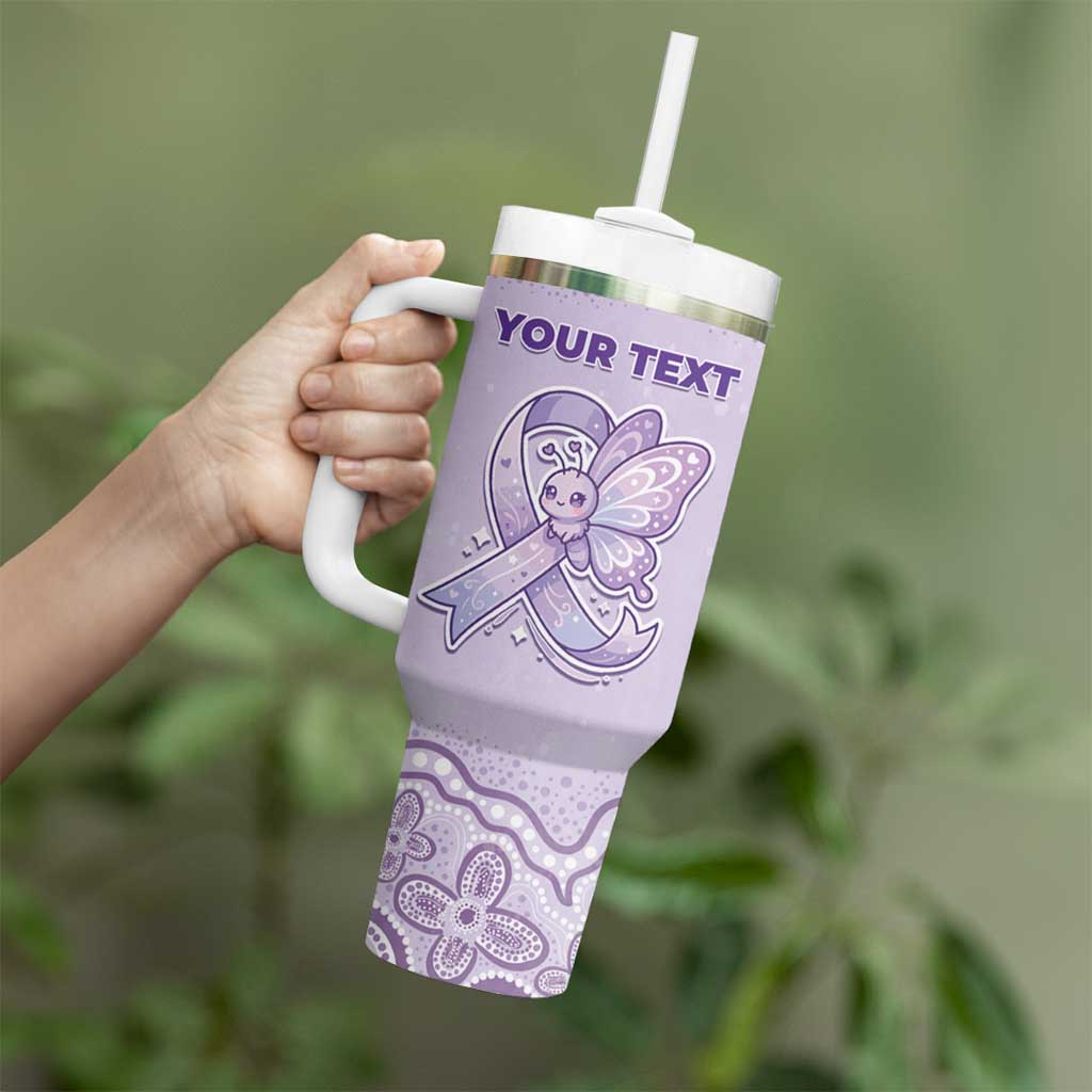 Personalised Epilepsy Awareness Alphabet Tumbler With Handle Purple Ribbon Butterfly Cute Style