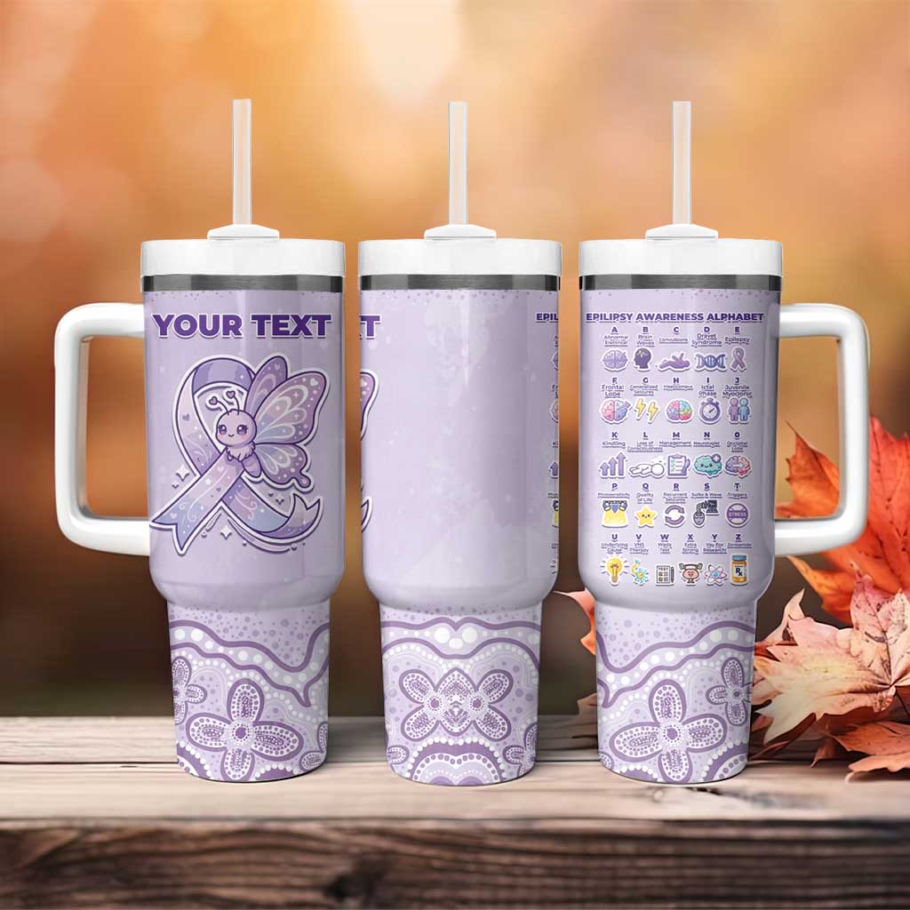Personalised Epilepsy Awareness Alphabet Tumbler With Handle Purple Ribbon Butterfly Cute Style