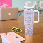 Personalised Epilepsy Awareness Alphabet Tumbler With Handle Purple Ribbon Butterfly Cute Style