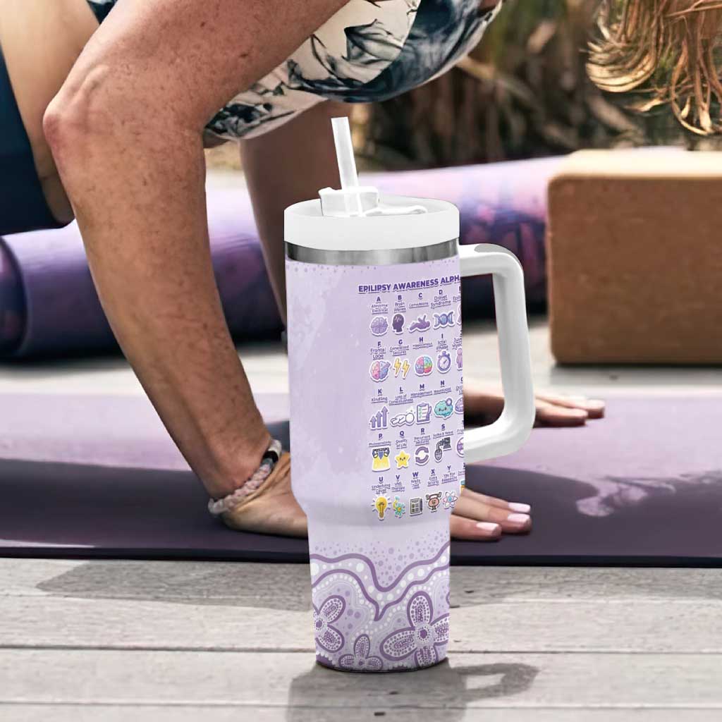 Personalised Epilepsy Awareness Alphabet Tumbler With Handle Purple Ribbon Butterfly Cute Style