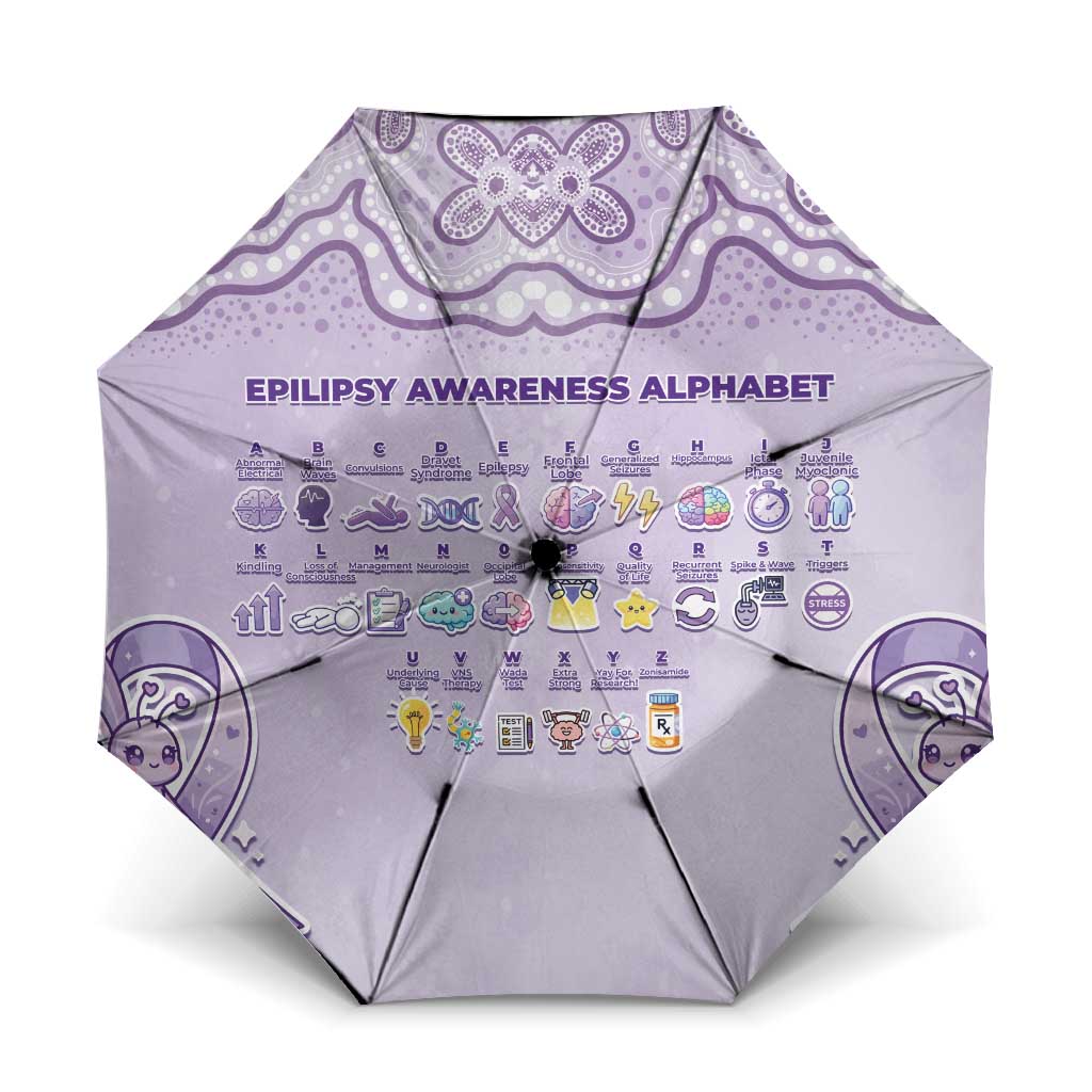 Epilepsy Awareness Alphabet Umbrella Purple Ribbon Butterfly Cute Style