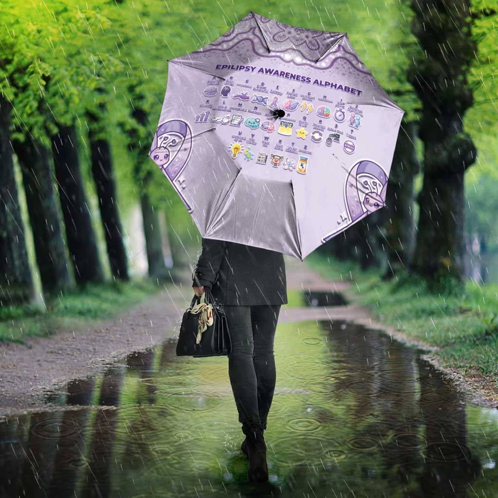 Epilepsy Awareness Alphabet Umbrella Purple Ribbon Butterfly Cute Style