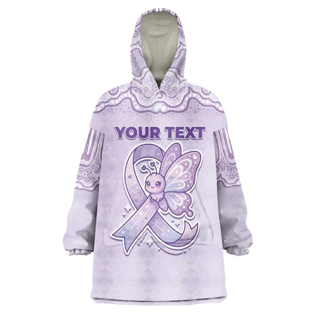 Personalised Epilepsy Awareness Alphabet Wearable Blanket Hoodie Purple Ribbon Butterfly Cute Style