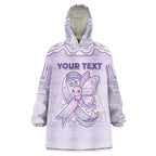 Personalised Epilepsy Awareness Alphabet Wearable Blanket Hoodie Purple Ribbon Butterfly Cute Style