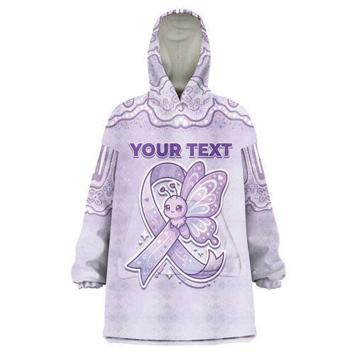 Personalised Epilepsy Awareness Alphabet Wearable Blanket Hoodie Purple Ribbon Butterfly Cute Style