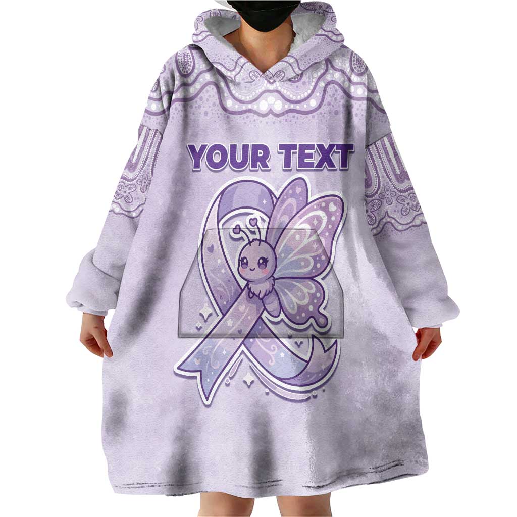 Personalised Epilepsy Awareness Alphabet Wearable Blanket Hoodie Purple Ribbon Butterfly Cute Style