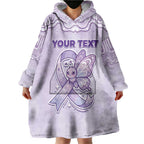 Personalised Epilepsy Awareness Alphabet Wearable Blanket Hoodie Purple Ribbon Butterfly Cute Style