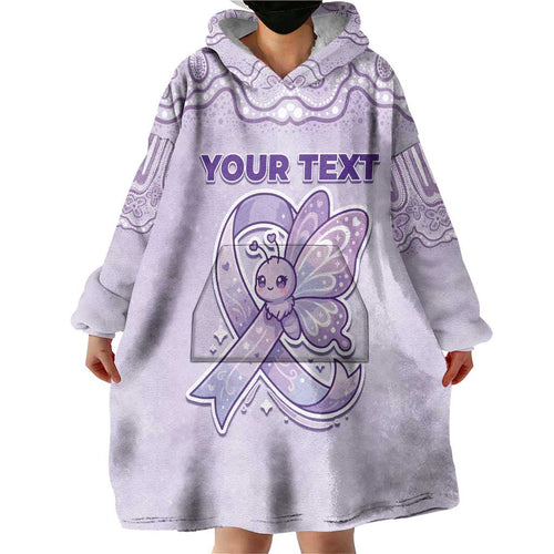Personalised Epilepsy Awareness Alphabet Wearable Blanket Hoodie Purple Ribbon Butterfly Cute Style