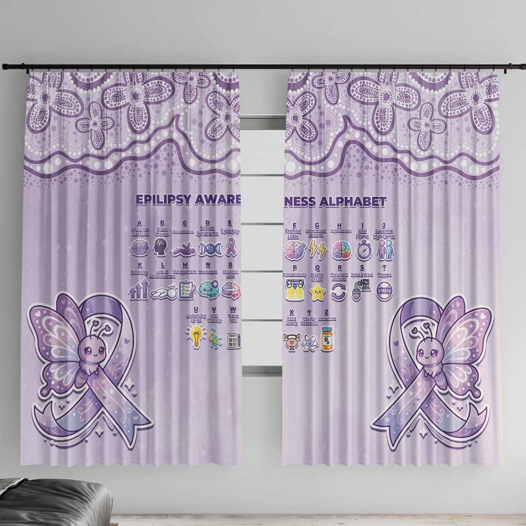 Epilepsy Awareness Alphabet Window Curtain Purple Ribbon Butterfly Cute Style