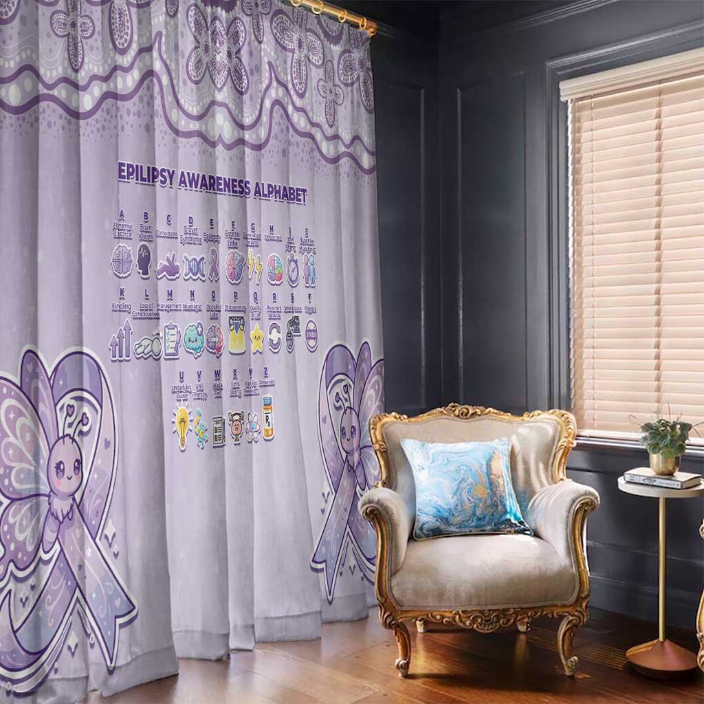 Epilepsy Awareness Alphabet Window Curtain Purple Ribbon Butterfly Cute Style