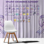 Epilepsy Awareness Alphabet Window Curtain Purple Ribbon Butterfly Cute Style