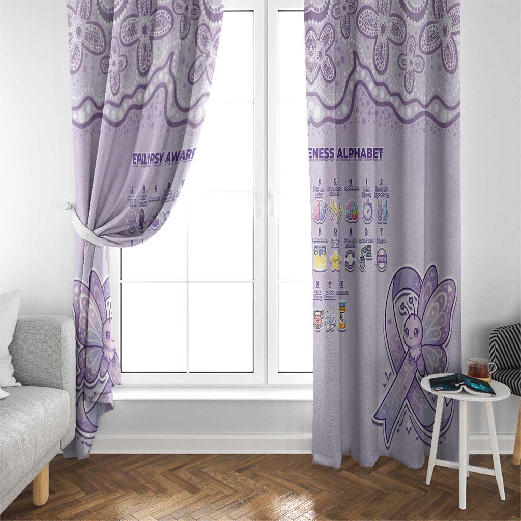 Epilepsy Awareness Alphabet Window Curtain Purple Ribbon Butterfly Cute Style