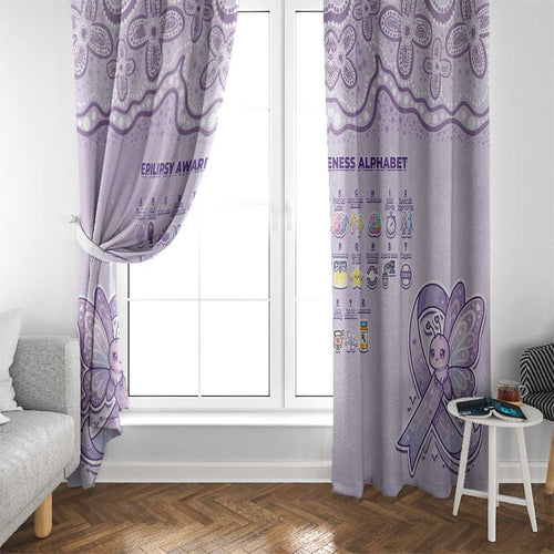 Epilepsy Awareness Alphabet Window Curtain Purple Ribbon Butterfly Cute Style