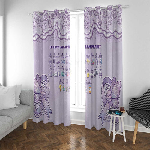 Epilepsy Awareness Alphabet Window Curtain Purple Ribbon Butterfly Cute Style