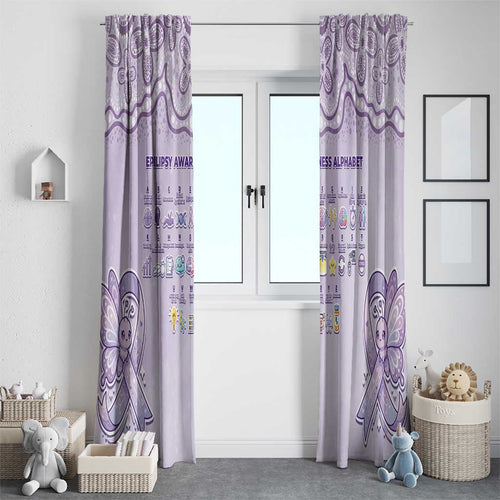 Epilepsy Awareness Alphabet Window Curtain Purple Ribbon Butterfly Cute Style