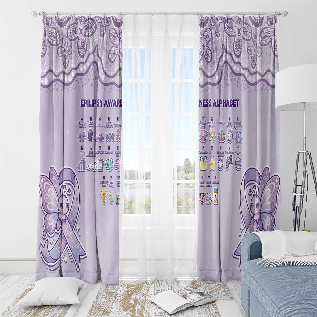 Epilepsy Awareness Alphabet Window Curtain Purple Ribbon Butterfly Cute Style