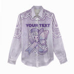 Personalised Epilepsy Awareness Alphabet Women Casual Shirt Purple Ribbon Butterfly Cute Style