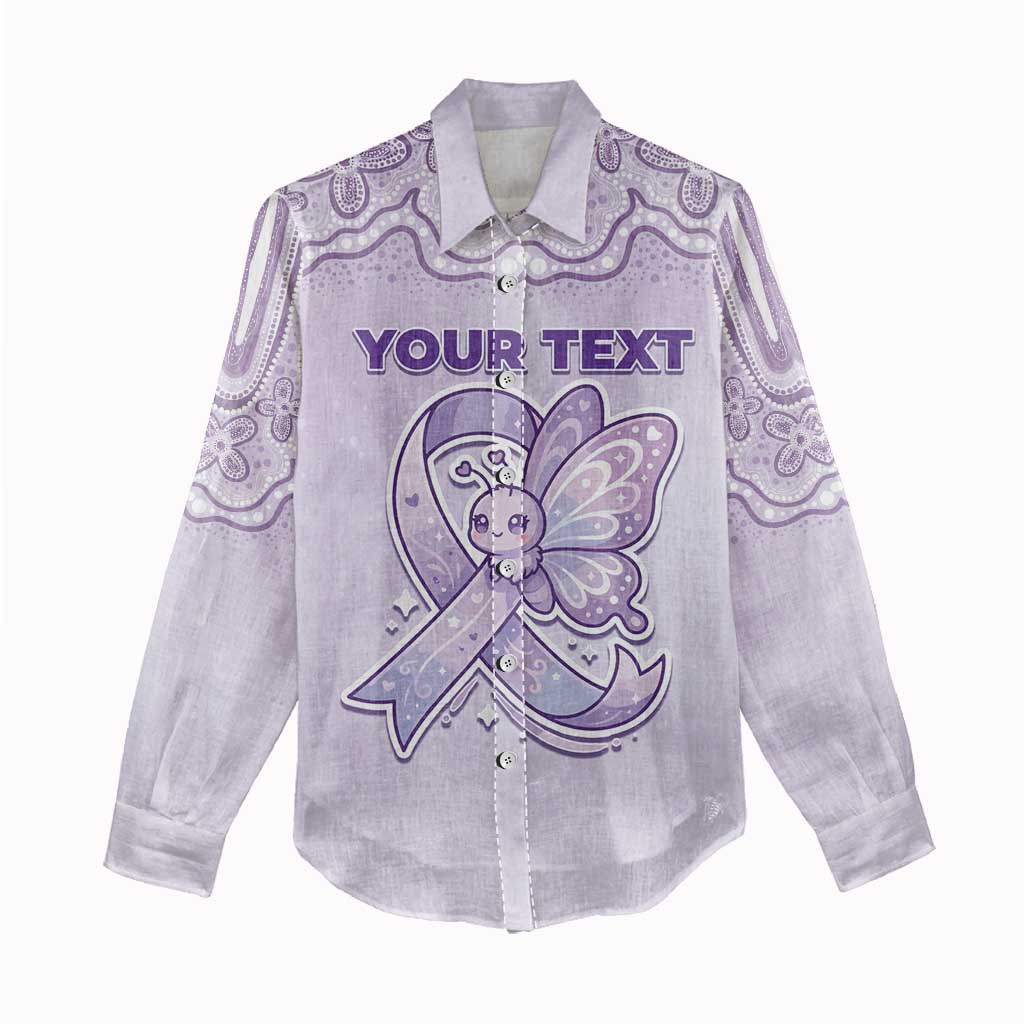 Personalised Epilepsy Awareness Alphabet Women Casual Shirt Purple Ribbon Butterfly Cute Style