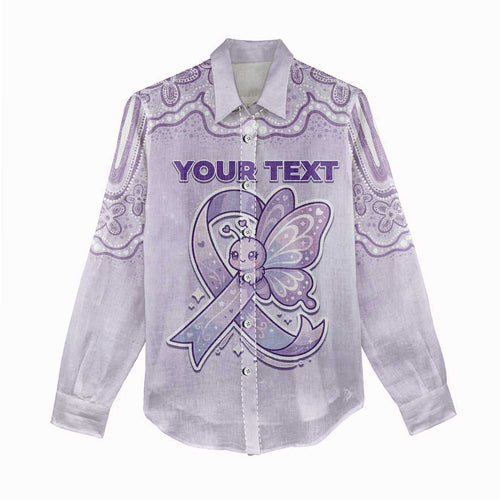 Personalised Epilepsy Awareness Alphabet Women Casual Shirt Purple Ribbon Butterfly Cute Style