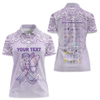 Personalised Epilepsy Awareness Alphabet Women Polo Shirt Purple Ribbon Butterfly Cute Style