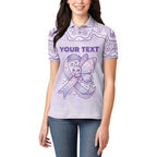 Personalised Epilepsy Awareness Alphabet Women Polo Shirt Purple Ribbon Butterfly Cute Style