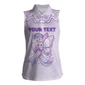 Personalised Epilepsy Awareness Alphabet Women Sleeveless Polo Shirt Purple Ribbon Butterfly Cute Style
