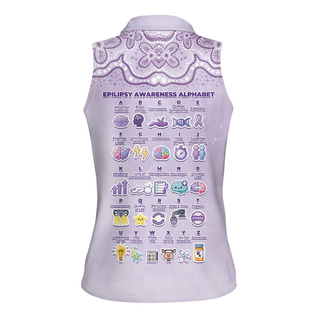 Personalised Epilepsy Awareness Alphabet Women Sleeveless Polo Shirt Purple Ribbon Butterfly Cute Style