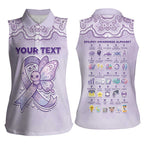 Personalised Epilepsy Awareness Alphabet Women Sleeveless Polo Shirt Purple Ribbon Butterfly Cute Style