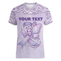 Personalised Epilepsy Awareness Alphabet Women V-Neck T-Shirt Purple Ribbon Butterfly Cute Style