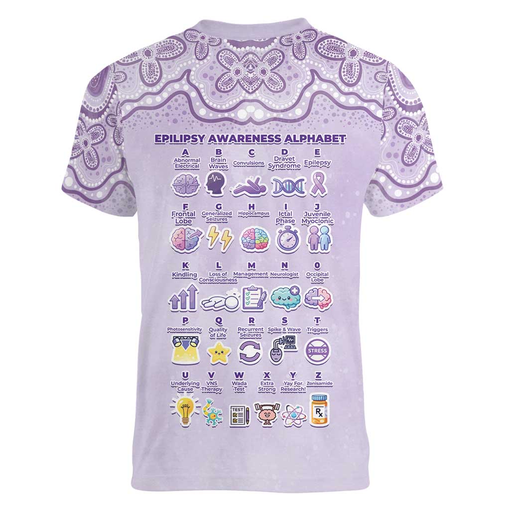 Personalised Epilepsy Awareness Alphabet Women V-Neck T-Shirt Purple Ribbon Butterfly Cute Style