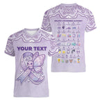 Personalised Epilepsy Awareness Alphabet Women V-Neck T-Shirt Purple Ribbon Butterfly Cute Style