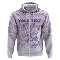 Personalised Epilepsy Awareness Alphabet Zip Hoodie Purple Ribbon Butterfly Cute Style