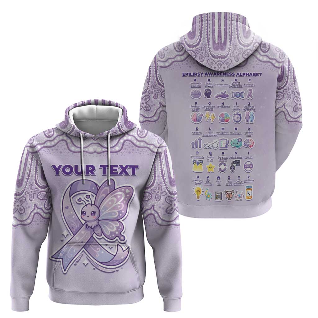 Personalised Epilepsy Awareness Alphabet Zip Hoodie Purple Ribbon Butterfly Cute Style