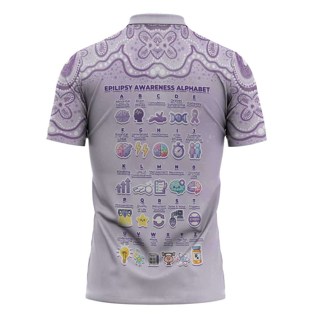 Personalised Epilepsy Awareness Alphabet Zipper Polo Shirt Purple Ribbon Butterfly Cute Style