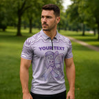 Personalised Epilepsy Awareness Alphabet Zipper Polo Shirt Purple Ribbon Butterfly Cute Style