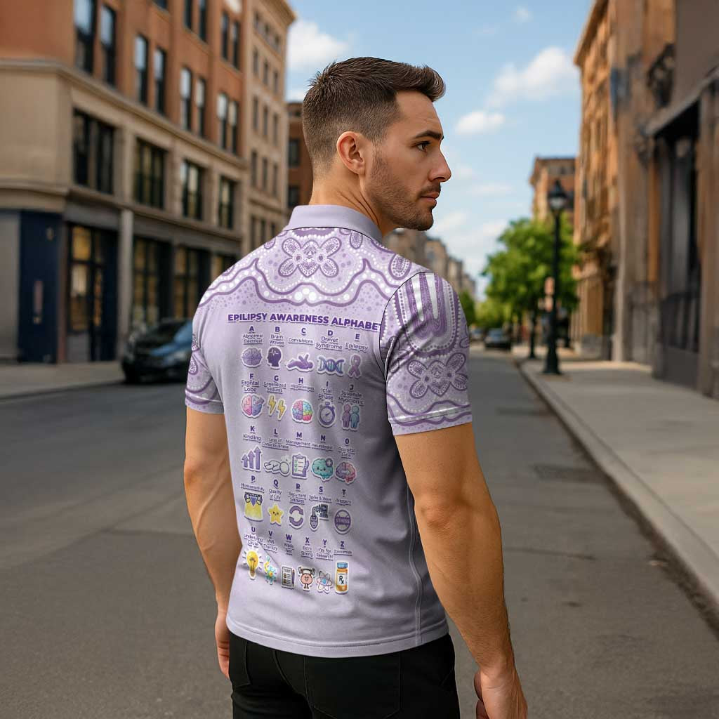 Personalised Epilepsy Awareness Alphabet Zipper Polo Shirt Purple Ribbon Butterfly Cute Style