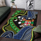 South Sea Islanders And Fiji Area Rug Fijian Coat Of Arms And Southern Cross
