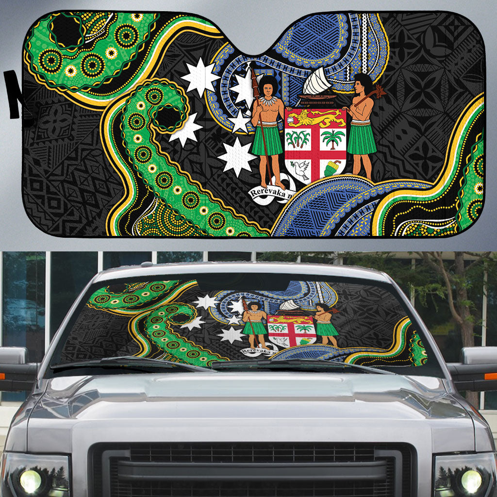 South Sea Islanders And Fiji Auto Sun Shade Fijian Coat Of Arms And Southern Cross
