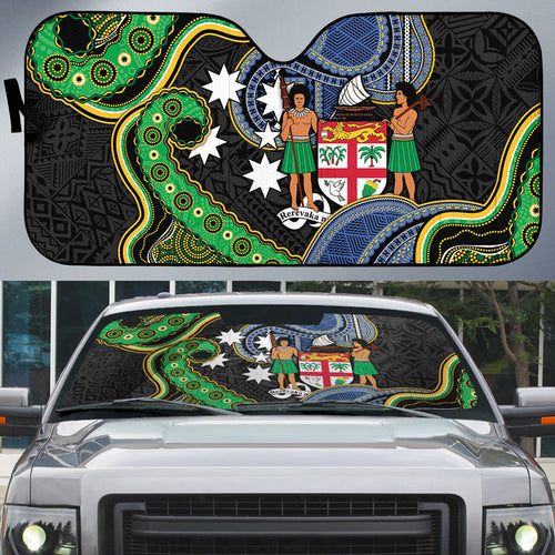 South Sea Islanders And Fiji Auto Sun Shade Fijian Coat Of Arms And Southern Cross