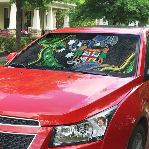 South Sea Islanders And Fiji Auto Sun Shade Fijian Coat Of Arms And Southern Cross
