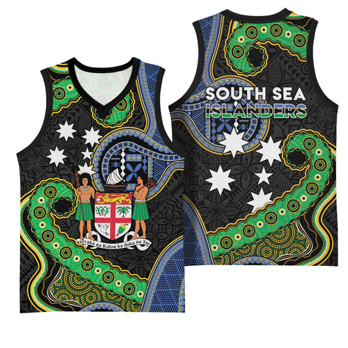 South Sea Islanders And Fiji Basketball Jersey Fijian Coat Of Arms And Southern Cross