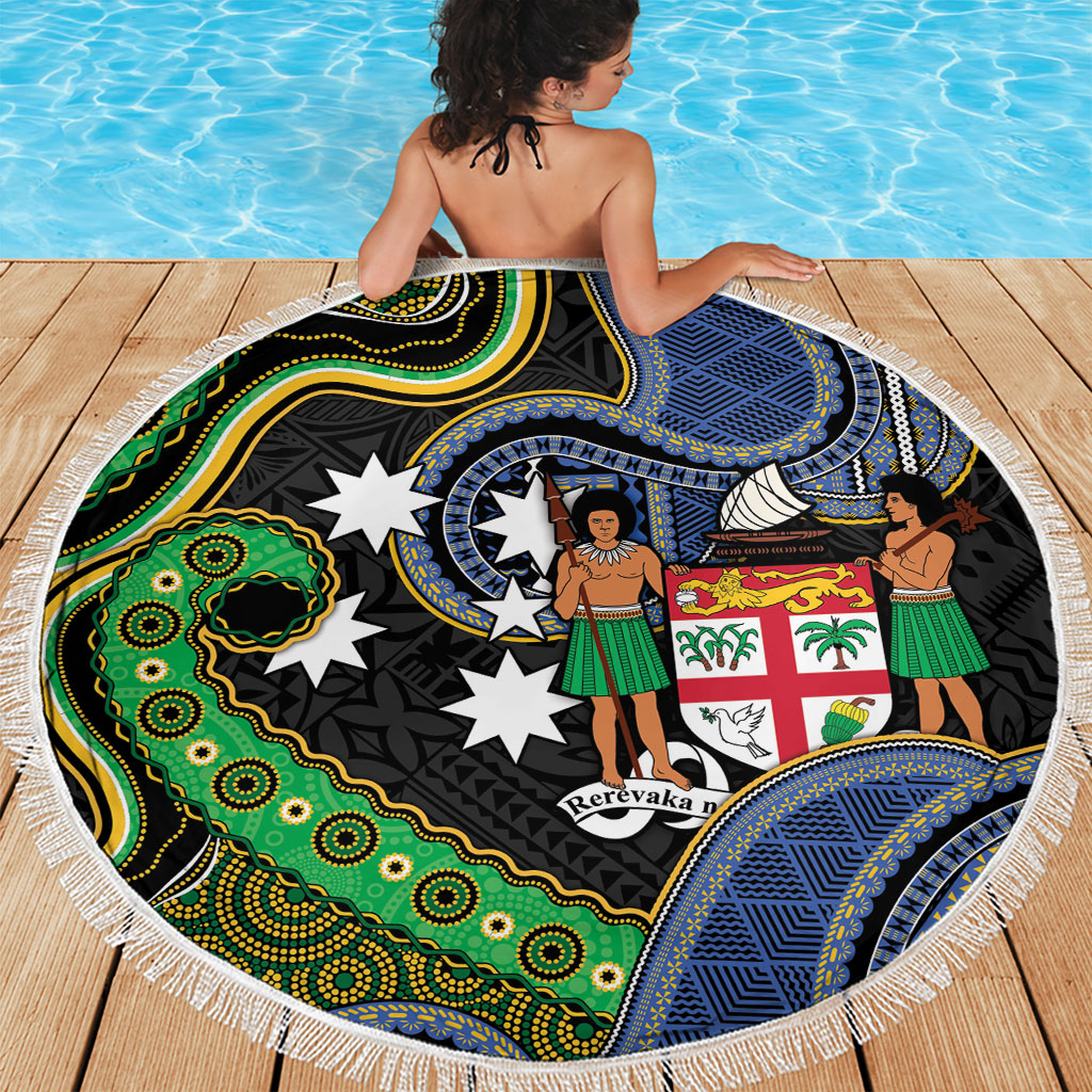 South Sea Islanders And Fiji Beach Blanket Fijian Coat Of Arms And Southern Cross