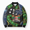 South Sea Islanders And Fiji Bomber Puffer Jacket Fijian Coat Of Arms And Southern Cross